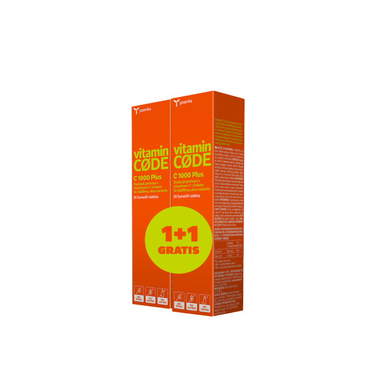 Yasenka Šumeće Tablete Vitamin Code C 1000 Plus A20 1+1 Gratis