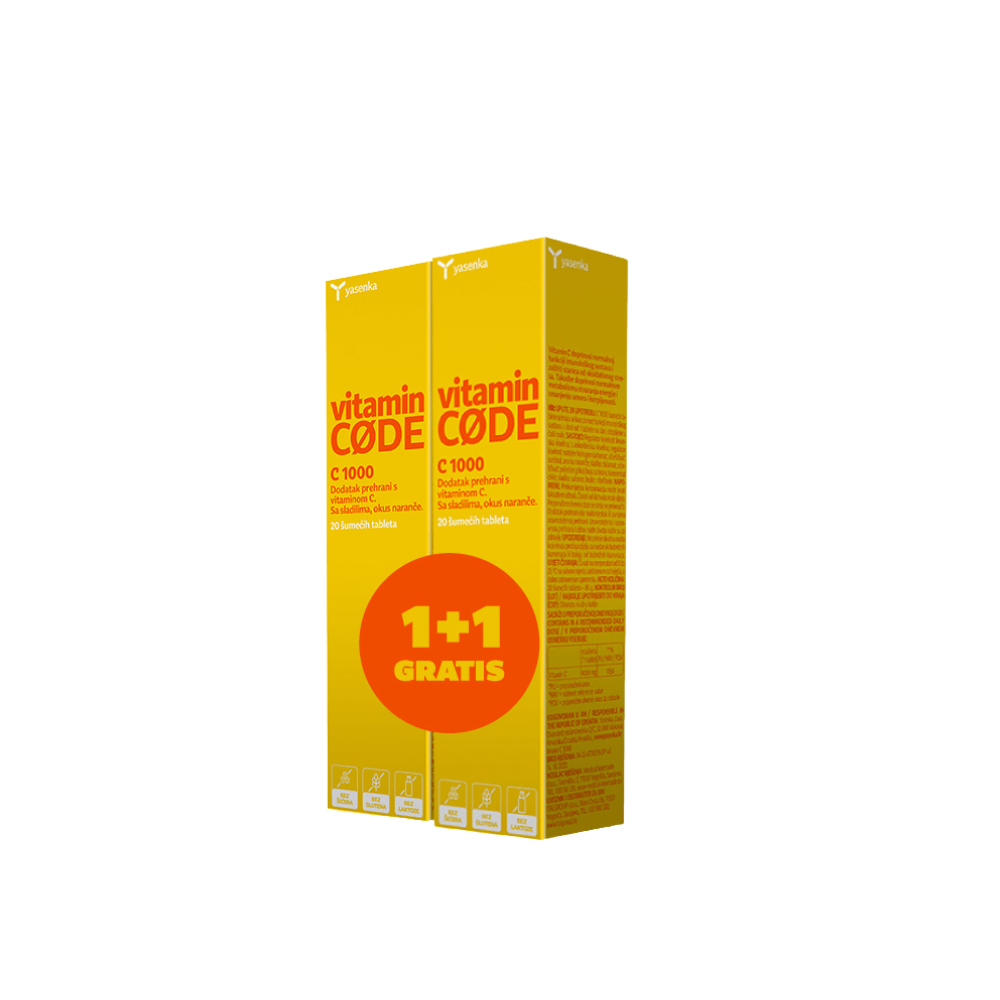 Yasenka Šumeće Tablete Vitamin Code C 1000 A20 1+1 Gratis