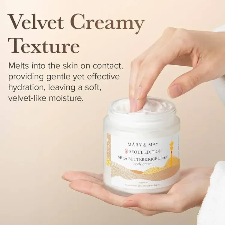 Mary&may Shea Butter & Rice Bran Body Cream 250ml